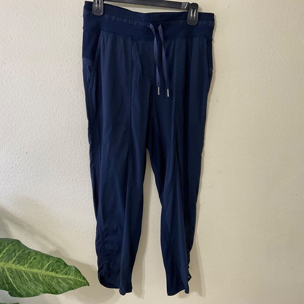 Lululemon Track Pants women size 6 Blue adj. ankles drawstring waist.